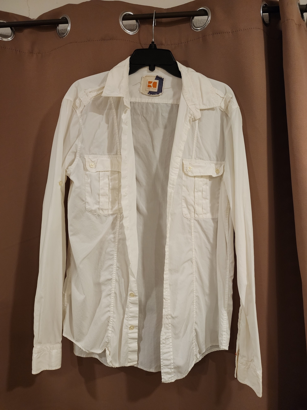 BOSS ORANGE Men's White Lightweight Shirt Jacket with Chest Pockets
